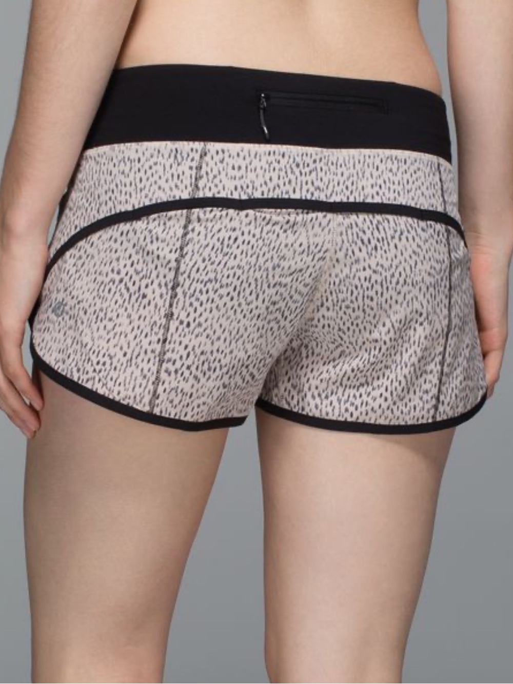 Lululemon Beige Animal-Print Speed Up Running Shorts with Black Trim